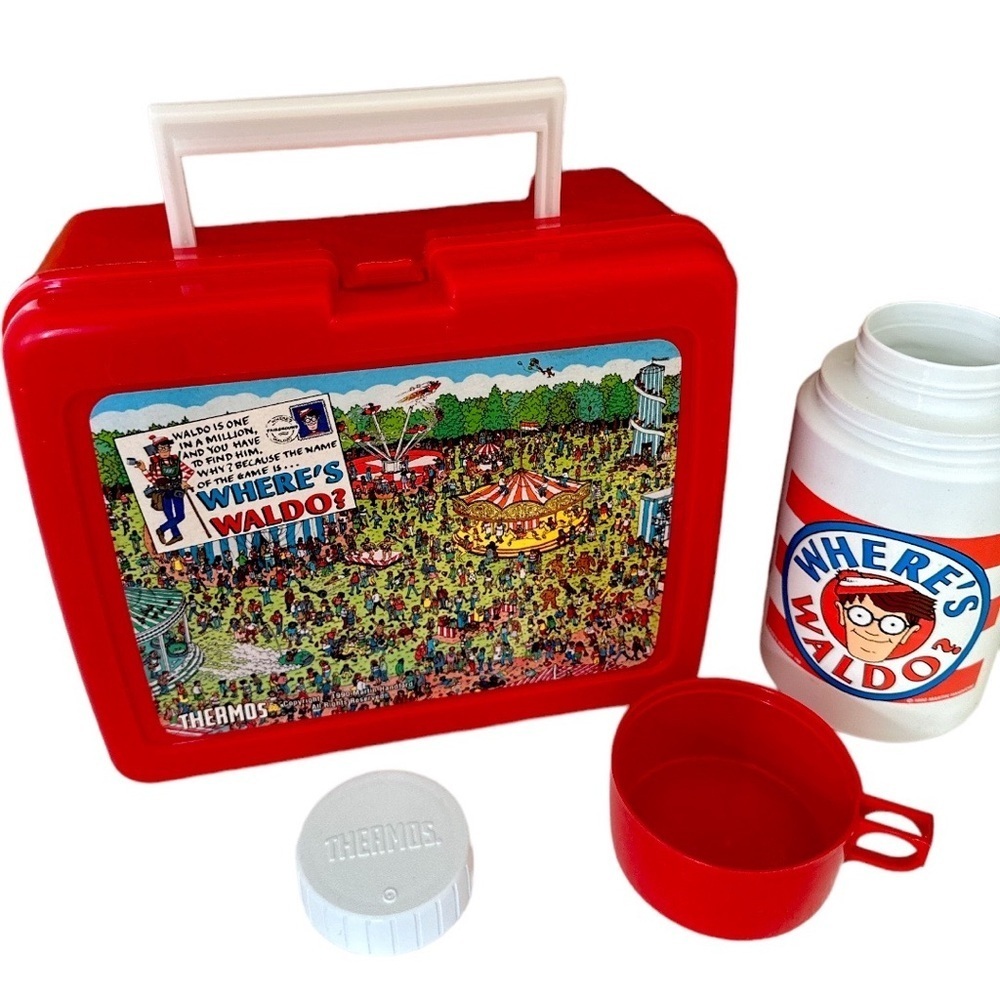 Vintage Where’s Waldo Thermos Lunchbox and Thermos Set 1990
